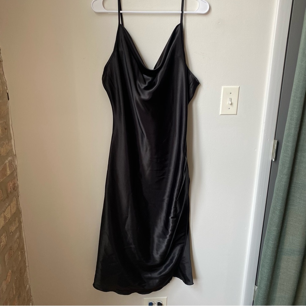 Bebe NWT Black Satin Dress Size XL